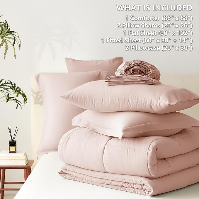 CozyLux Queen Comforter Set Blush Pink - Image 7