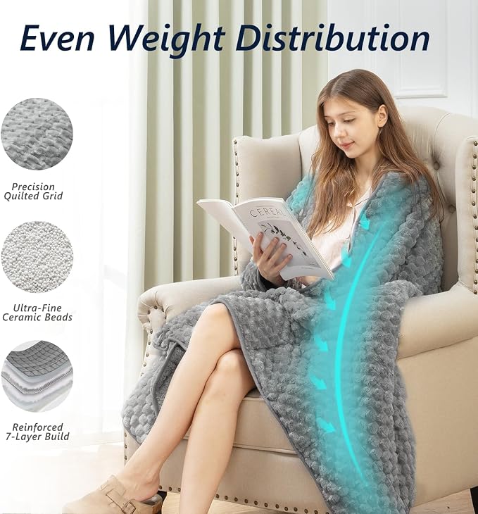 Mr. Sandman Weighted Blankets for Adults Full Size 12lbs, Warm Sherpa Fleece - Image 4