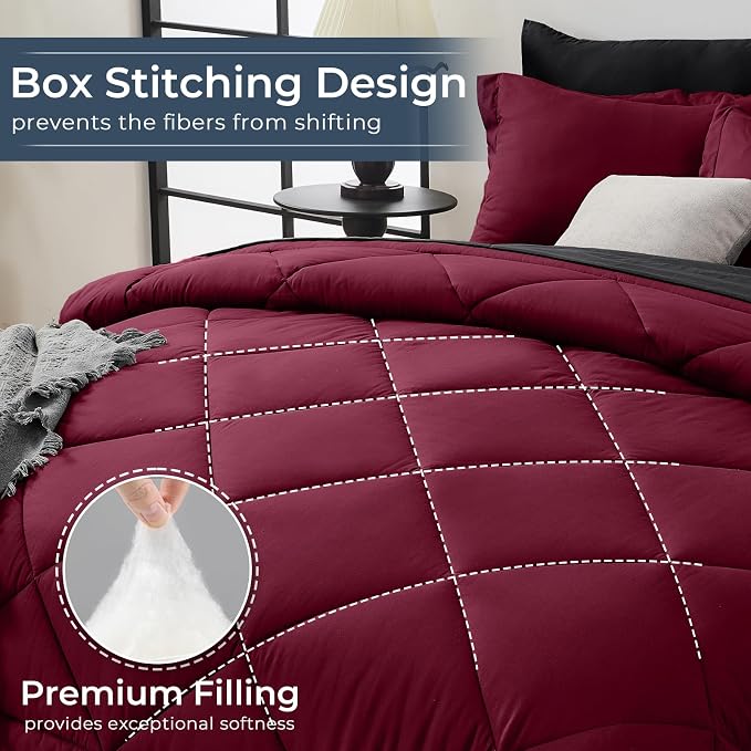 HEVUMYI Red & Black King Comforter Set - Image 4