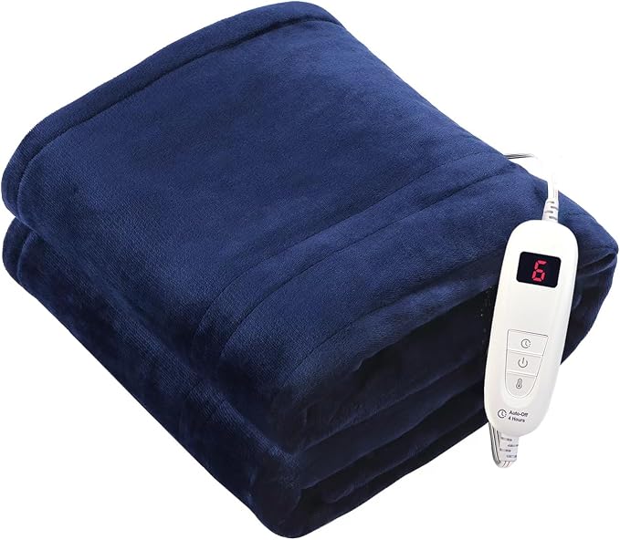 Tefici Electric Heated Blanket Throw, Super Cozy Soft 2-Layer Flannel 50" x 60" by StayWarmStayHappy
