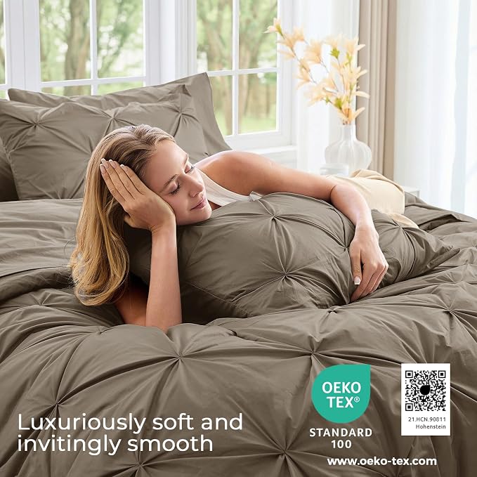 Sasttie Twin XL Comforter Set, 5-Piece Bed in a Bag, Pintuck Bedding Sets - Image 3