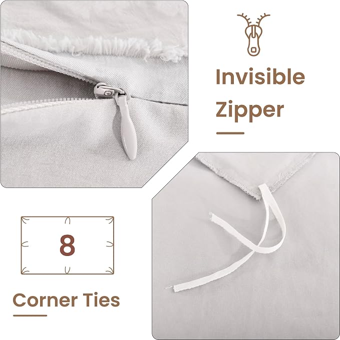 NEXHOME PRO Twin Duvet Cover, Light Grey 2 Pieces Boho Tufted Duvet Cover Set - Image 7