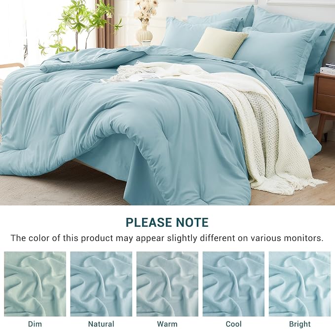 MUXHOMO 7 Pieces King Comforter Set, Soft Bed in a Bag King Size, All Season - Image 8