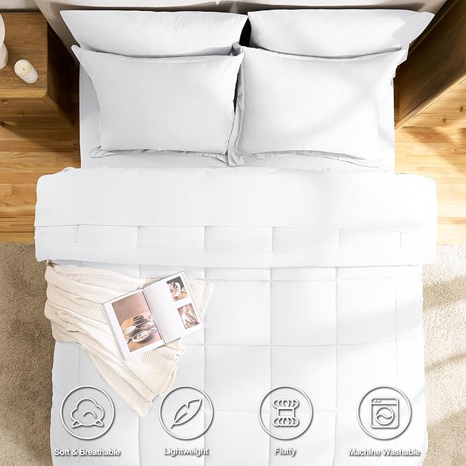 CozyLux Oversized Queen Comforter Sets White, 7 Pieces Bed in a Bag, 98x98 Box - Image 2