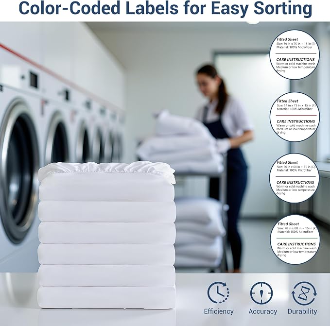 White Bulk Full Fitted Sheet Only Deep Pocket 24 Pack, Quick Sort Bottom Bed - Image 6