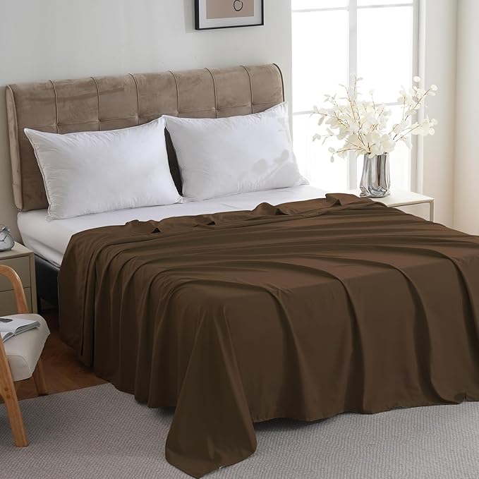 ZPECC Twin Flat Sheet Only 1 Pack, Durable Brown Top Bed Sheets Hypoallergenic - Image 3