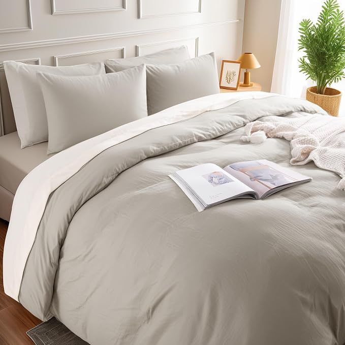 NEXHOME PRO Duvet Cover King Size, 100% Washed Cotton Orgnic Linen Like - Image 4
