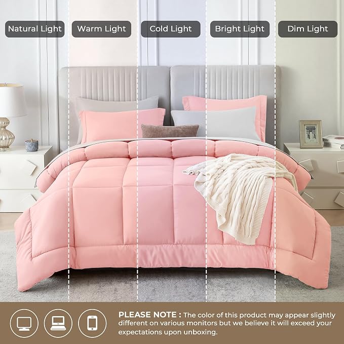 Sasttie Twin Comforter Set, 5 Pieces Reversible Bed in a Bag Twin, Complete - Image 7