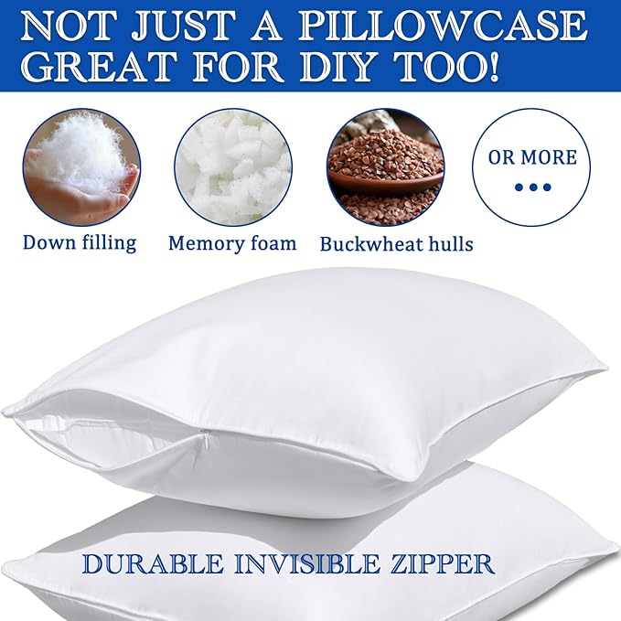 Precoco Pillow Cases Queen Size-100% Cotton Pillowcase Covers - Image 3