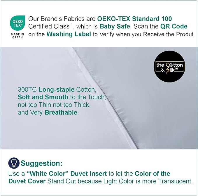 THE COTTON & SILK® 100% Luxury Long-Staple Cotton Duvet Cover - Image 7