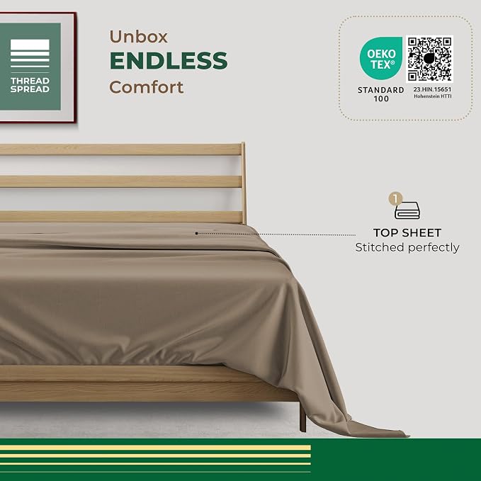 THREAD SPREAD 100% Organic Cotton Percale Flat Sheet California King Size - Image 3