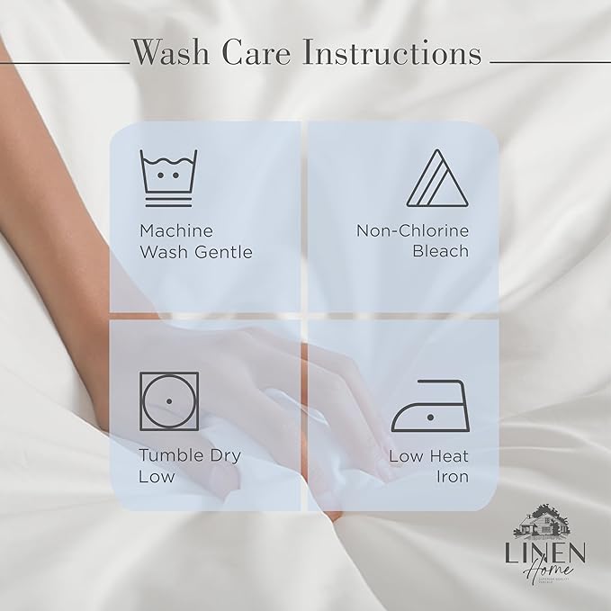 Linen Home 100% Cotton Percale Sheet Set, Twin Size, Deep Pocket, 4 Pieces Set - Image 5