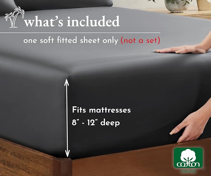 California Design Den Twin XL Fitted Sheet Only, Soft 100% Cotton Sateen - Image 4
