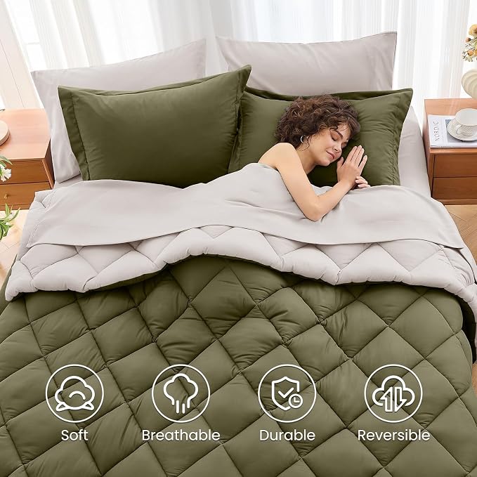 MUXHOMO 7 Pieces King Comforter Set, Reversible Bed in a Bag King Size - Image 6
