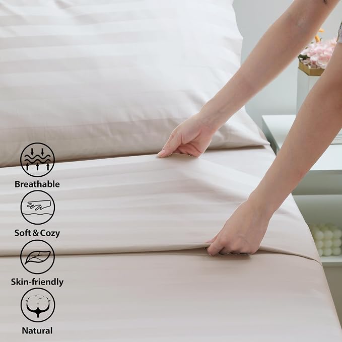 Cotton Twin Flat Sheet Only, 600 Thread Count 100% Egyptian Cotton Top Sheet - Image 3