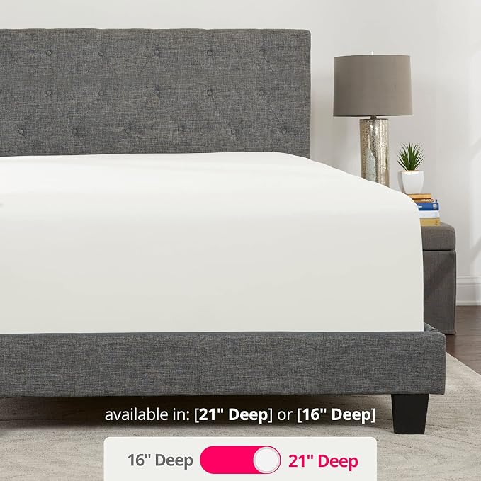Twin Deep Pocket Fitted Sheet 21' Twin Size Perfectly Fits 17'23' Mattresses & - Image 3