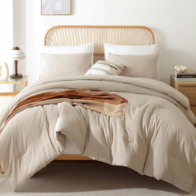 ROSGONIA Oversized King Comforter Light Khaki by ROSGONIA