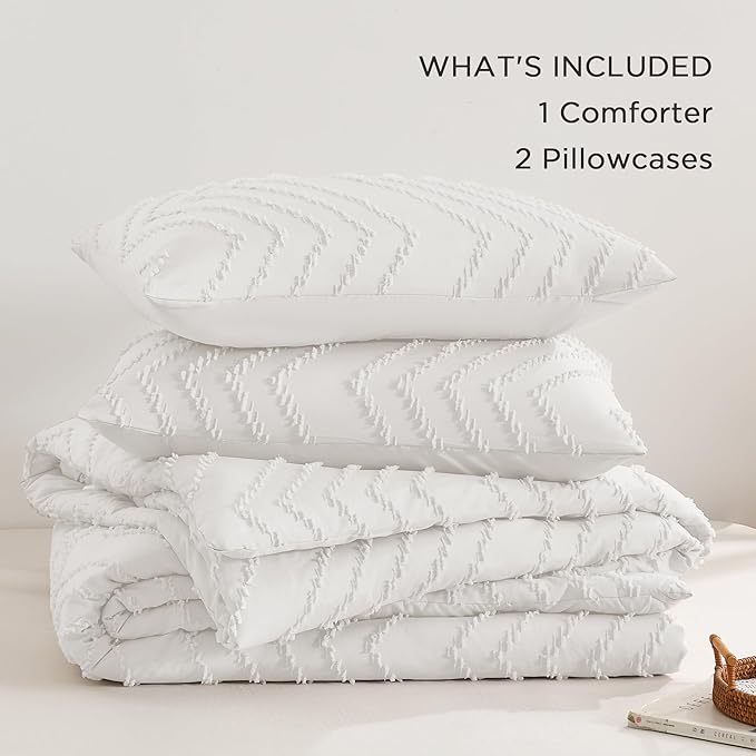 Andency White Twin/Twin XL Comforter Set, Twin Bed Comforter - Image 6