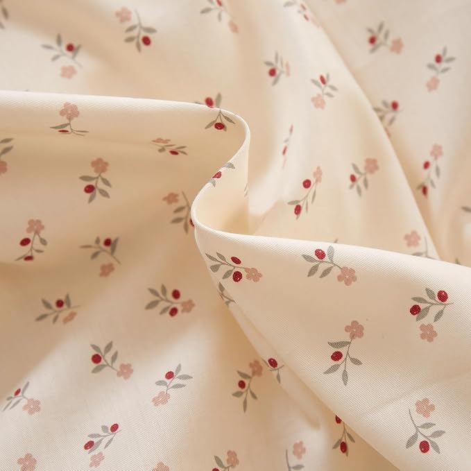 mixinni Pink Floral Duvet Cover Set King Size – 100% Cotton Ruffle Lace Bedding - Image 9