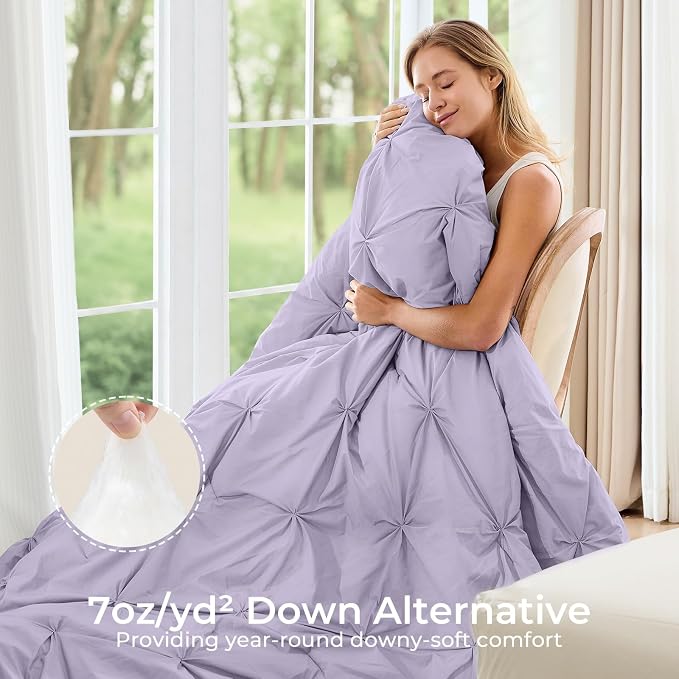 Sasttie California King Comforter Set, 7-Piece Bed in a Bag, Pintuck Bedding - Image 2