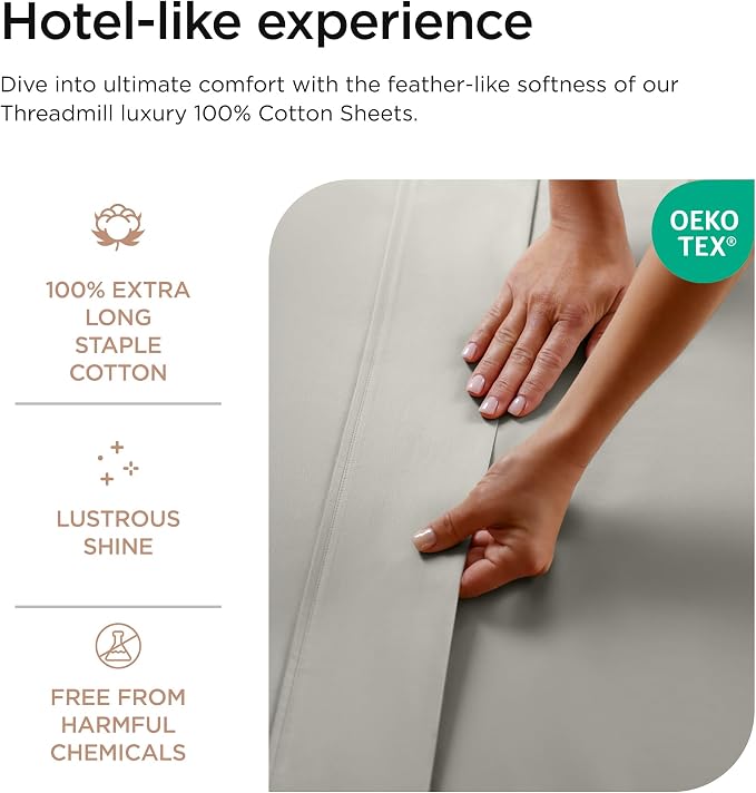 Threadmill Luxury 800 Thread Count California King 100% Cotton Sheets - Image 5