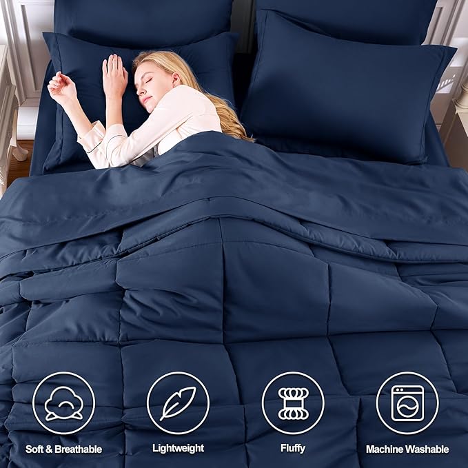 CozyLux Twin XL Comforter Set Navy Blue - Image 2