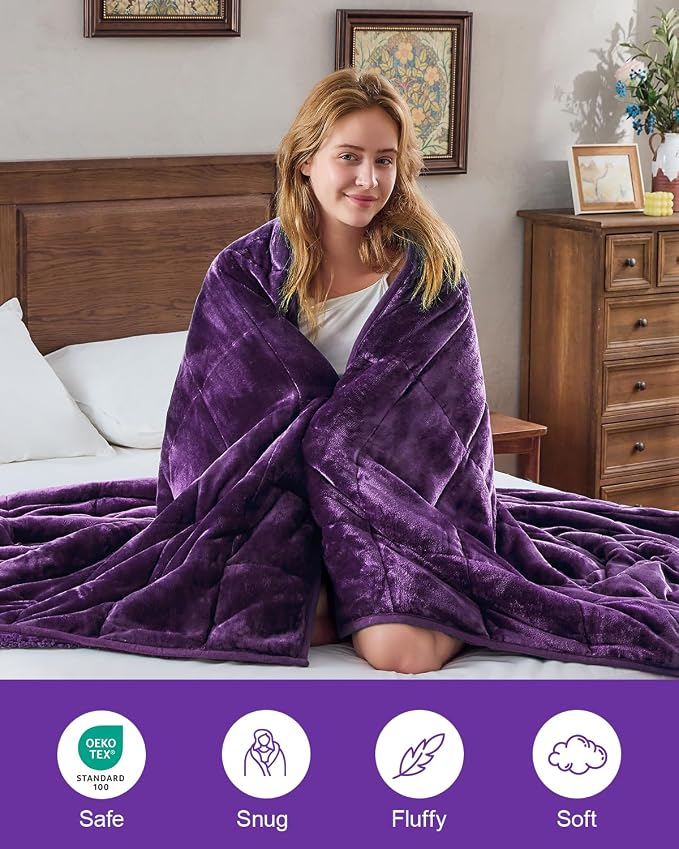 Super Fuzzy Soft Sherpa Fleece Weighted Blankets, 15 lbs Dual Sided Fluffy - Image 6