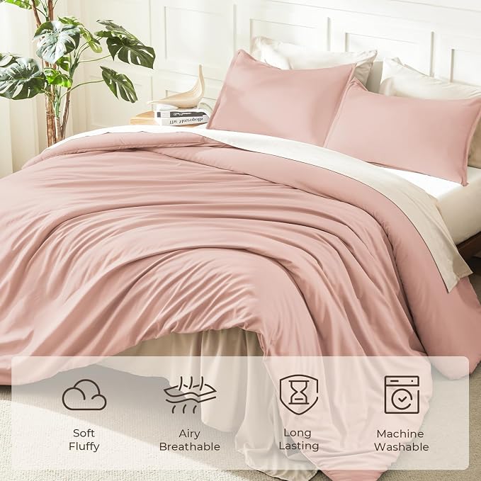 Litanika Blush Pink Comforter California King Size, 3 Pieces Cal King - Image 3