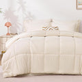 Love's cabin Queen Comforter Set Beige, 7 Pieces Queen Bed in a Bag, All Season by Lovescabin