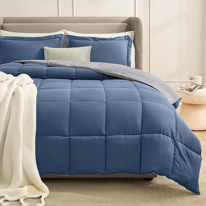 Homelike Moment California King Comforter Set Blue, Cal King Comforter Set by HomelikeMoment