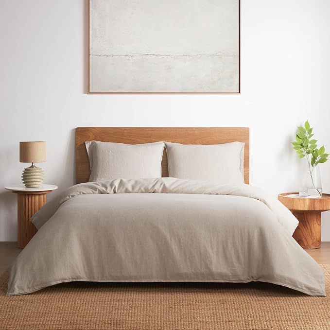 DAPU 100% Linen Duvet Cover Queen, Natural French Flax Breathable Duvet Cover 3 by DAPU