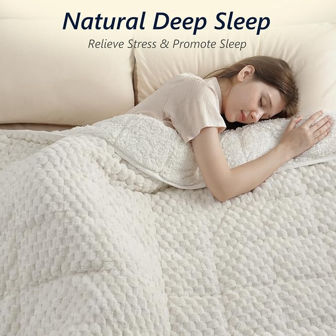 Mr. Sandman Weighted Blankets for Adults Queen Size 12lbs, Warm Sherpa Fleece - Image 3