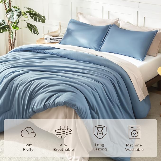Litanika Grayish Blue Comforter Set Twin/Twin XL Size, 2 Pieces Lightweight - Image 3