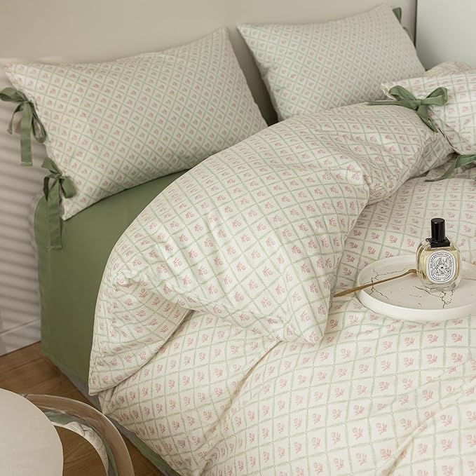 mixinni Red Floral Duvet Cover Set King Size by mixinni