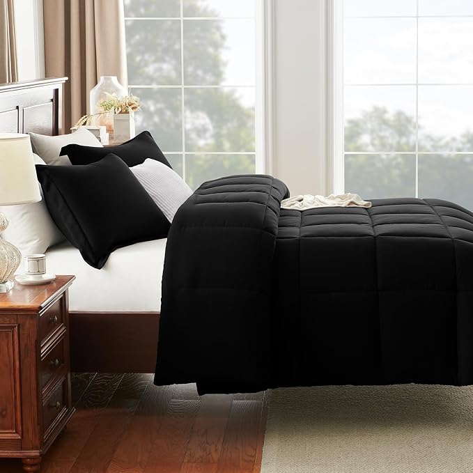 CozyLux Queen Comforter Set Black - Image 8