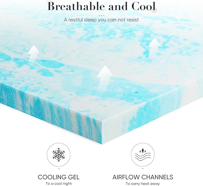 DUMOS Memory Foam Mattress Toppers Twin XL Size, 2 Inch Thick Mattress Pad - Image 2