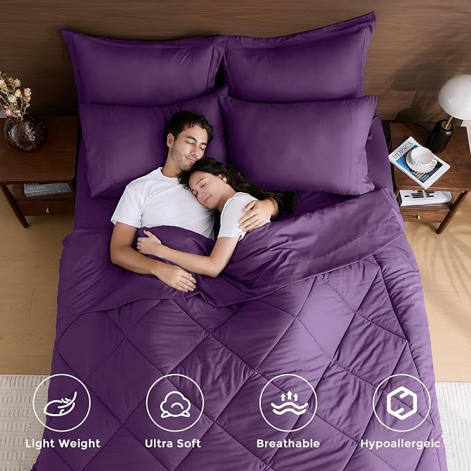 HEVUMYI Grape Purple California King Comforter Set - Image 2