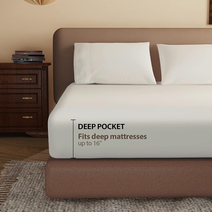 100% Egyptian Cotton Fitted Sheet, 600 Thread Count, 8-16" Deep Pocket Sheet - Image 3