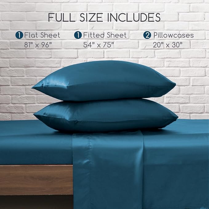 MR&HM Satin Bed Sheets, Full Size Sheets Set - Image 7