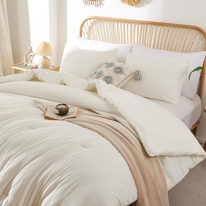 ROSGONIA Oversized King Comforter Ivory - Image 6