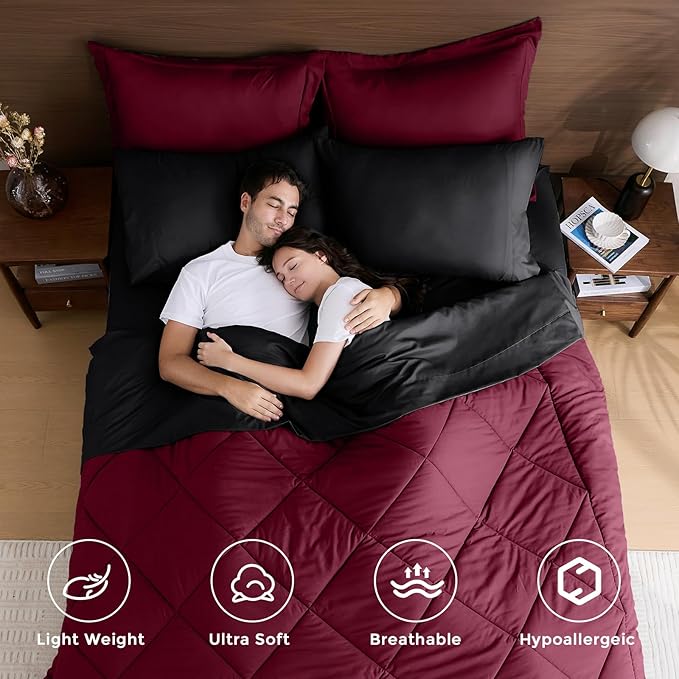 HEVUMYI Red & Black King Comforter Set - Image 2