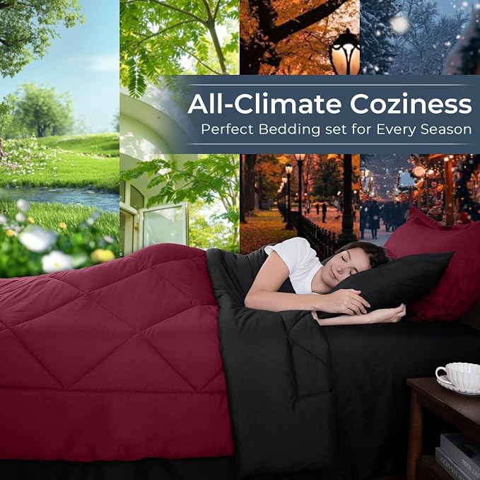 HEVUMYI Red & Black Twin Comforter Set - Image 3