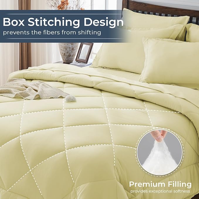 HEVUMYI Cream Yellow Twin Comforter Set - Image 4