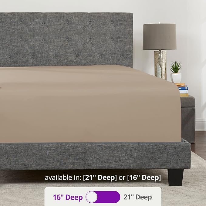 Real 16' Fitted Bed Sheets Deep Pocket Full Size, Fit 14'18' Mattresses & - Image 3