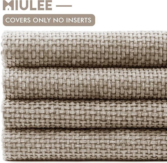 MIULEE Pack of 4 Couch Throw Pillow Covers 20x20 Inch Khaki Soft Decorative - Image 6