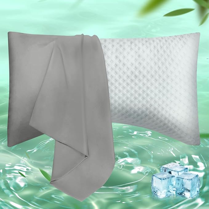 Curved Pillow Case King Size, Side Sleeper Pillow Cases Cover Cooling Rayon by JamRest