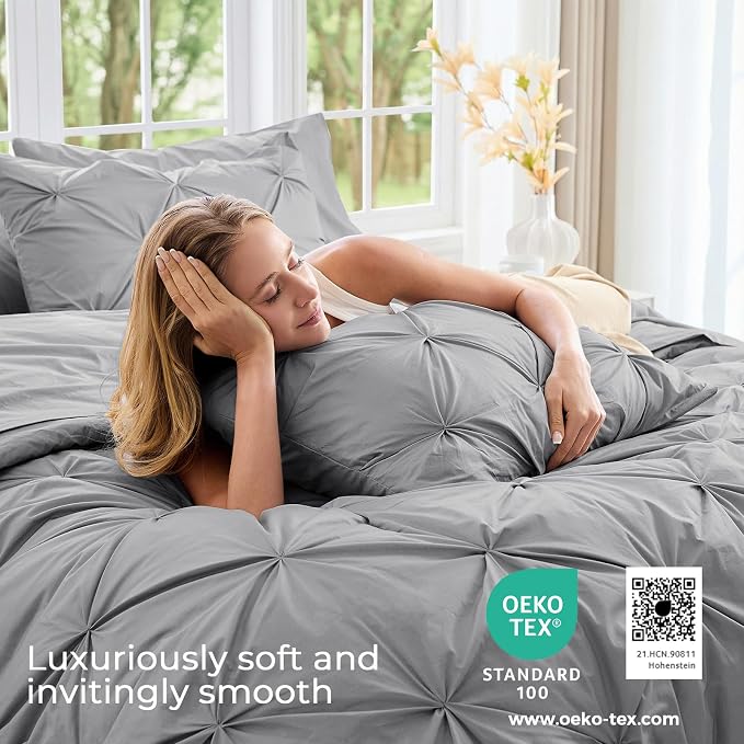 Sasttie Twin XL Comforter Set, 5-Piece Bed in a Bag, Pintuck Bedding Sets - Image 3
