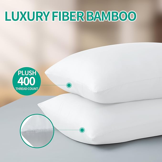 4-Pack Bamboo Viscose Zippered Pillow Cases King Size, 400 Thread Count Cooling - Image 6