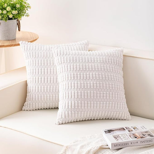 Aegero Pack of 2 Corduroy Decorative Throw Pillow Covers 16x16 Inch Soft by Unknown