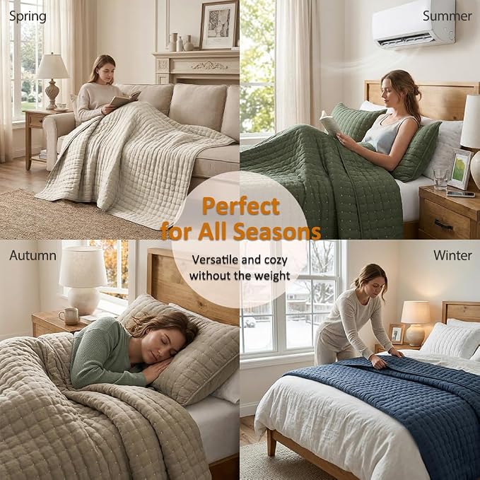 WDCOZY Beige Twin Size Quilt Bedding Sets - Image 8